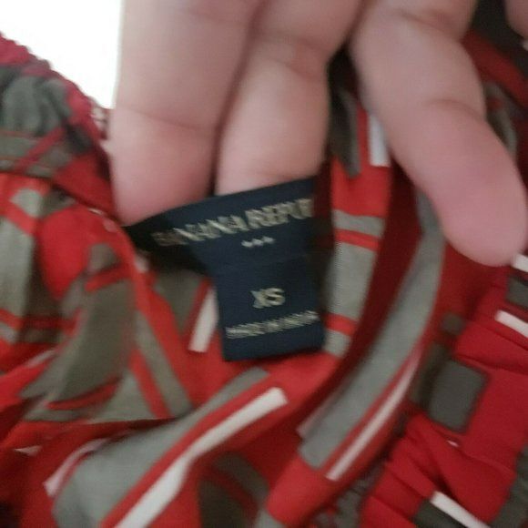 Y2k 90s Banana Republic Xs Sleeveless Red Khaki Green top - Picture 7 of 9